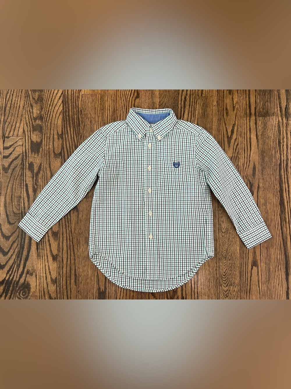 Chaps Green & Blue Checked Button-Down Shirt
